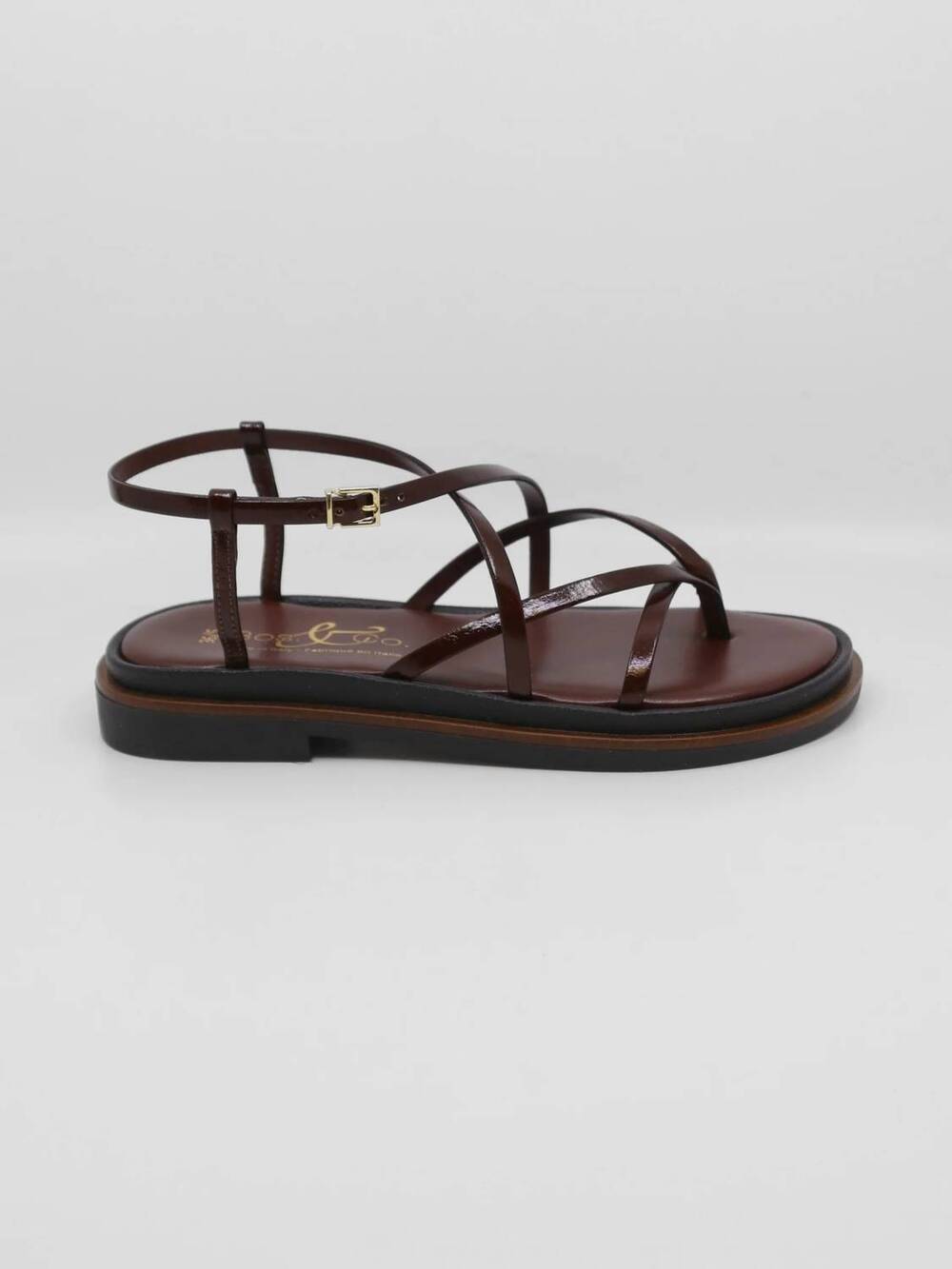 NEW BOS. & CO. women's cassia sandal in castagna vernice